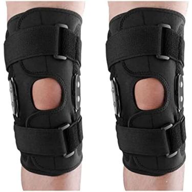 Imagem de Joelheira ajustável joelheira patela suporte protetor liga articulada esportes estabilizador joelheira envoltório, 1 par, xxl