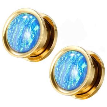 Imagem de LOMISS 2 Peças ALARGADOR AÇO CIRÚRGICO PVD RESINA FURTACOR (DOURADO, 12MM)