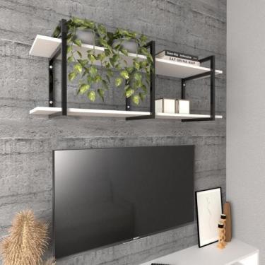 Imagem de Prateleira industrial sala estar estante nicho parede mdf suspensa pra