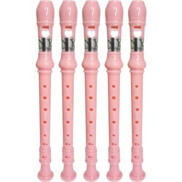 Imagem de Kit 5 Flautas Doce Germânica Rosa Claro FL 20G New York