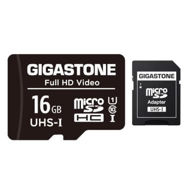 Imagem de [Gigastone] Cartão Micro SD de 16 GB, vídeo Full HD, drone de câmera de ação de vigilância com câmera de segurança, 85 MB/s Micro SDHC UHS-I U1 C10 Classe 10, com adaptador