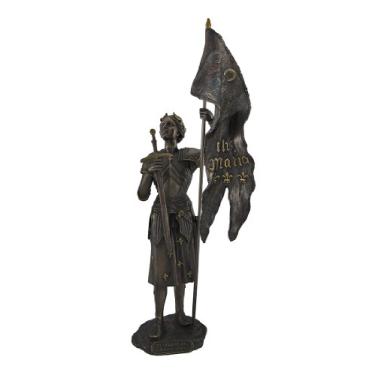 Imagem de Veronese Design Escultura Santa Joana d'Arc de 38 cm com espada e faixa em resina fundida a frio com acabamento em bronze