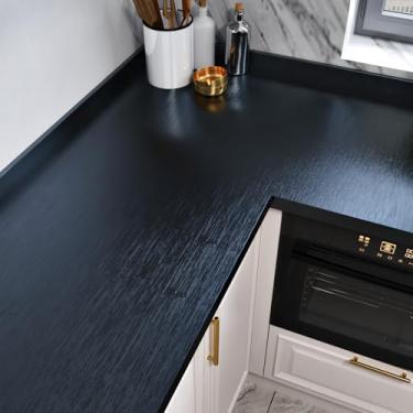 Imagem de Wallercity Papel de contato de aço inoxidável azul escovado para bancadas à prova d'água granito estilo metal papel de parede de contato decorativo para armários de cozinha forro de prateleira