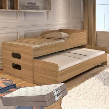 Imagem de Bicama Solteiro Com Colchões D33 Gold Cama Bibox Reforçada com Auxilia