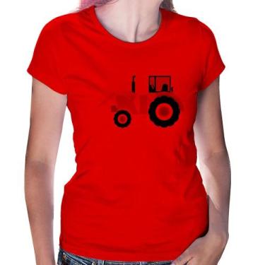 Imagem de Baby Look Trator Pá Carregadeira Amarelo - Foca na Moda, Vermelho, GG