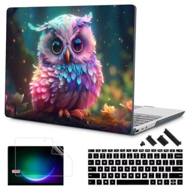 Imagem de Tuiklol Capa para laptop Microsoft Surface de 15 polegadas 5/4/3 2022-2020, modelo 1979/1953/1872/1873, capa rígida, capa de teclado + protetor de tela + plugues de poeira, coruja arco-íris