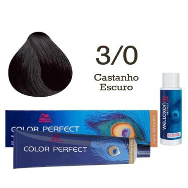 Imagem de Coloração Color Perfect 3/0 Castanho Escuro + Oxi 20 Welloxon  Wella -