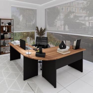 Imagem de Mesa L Diretor Escritório1,20m x1,20m Pé Painel Nogal Pr F5 - F5 Offic