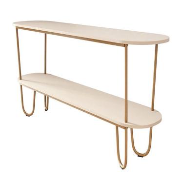 Imagem de Aparador Requinte Pés De Aço Tubolar 160 Cm Off White/dourado Off White/dourado