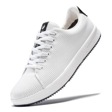 Imagem de Sapatos de golfe U.Ofeiy, tênis de couro sem pontas, brancos para home
