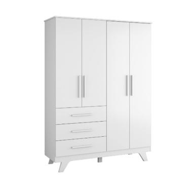 Imagem de Guarda Roupa Infantil Retrô Peroba 4 Portas Lisa  Mdf Branco