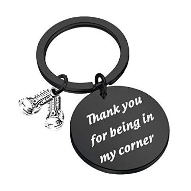 Imagem de Luvas de boxe CENWA para presente de boxe e chaveiro esportivo, agradecemos por estar no meu canto, presentes para boxers e treinador de boxe Preto