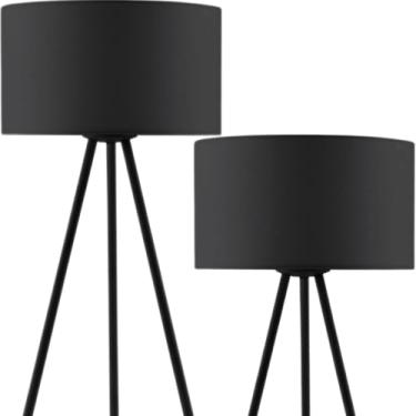 Imagem de Gimpo, Abajur Luminária Mesa 48 e 75cm Tripé Altura Regulável Metal KJTD-726-PAI Gimpo Cor:Preto