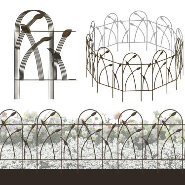 Imagem de Thealyn Cerca De Jardim Decorativa Metal, 32 Pol. X 16 Pés, Ferro Forjado À Prova Ferrugem Para Canteiros Flores, Árvores E Barreira Animais (Marrom Escuro)