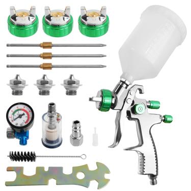 Imagem de Huimpet Kit Premium De Pistola Pulverização Ar Lvlp, Com Bicos 1,3/1,5/1,7 Mm E Regulador Ar, Fácil Usar, Pintura Para Carros Móveis, Diy Verniz, Copo Mistura 600 Cc, Acessórios Pulverizador Tinta