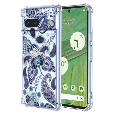 Imagem de JDYGWK Capa para Pixel 7A Google 7A, estampa floral transparente, silicone TPU macio, fina, à prova de choque, capa protetora antiarranhões para Google Pixel 7A, azul encantador