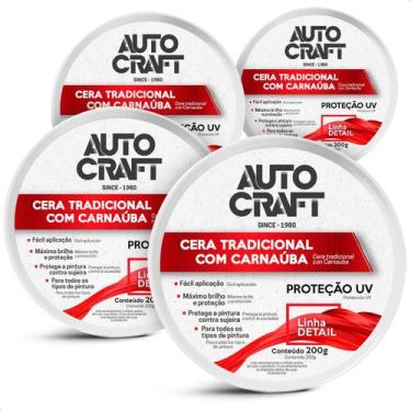 Imagem de Kit 4 Ceras Tradicional com Carnaúba Autocraft Proteção Uv Pasta 200g 