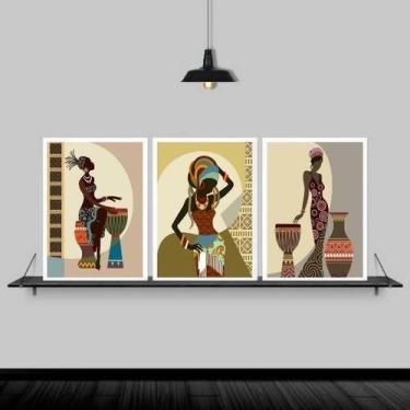 Imagem de Kit Quadros Arte Africana Mulheres 45X34Cm -  3 Peças - Quadros On-Lin