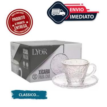 Imagem de Xícara de Chá de Cristal Martelado com Pires Petra 180ml  Sofisticação