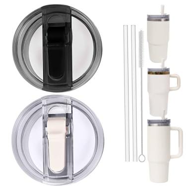 Imagem de Copo de substituição à prova de vazamento de 2 peças com canudo - adequado para Stanley ProTour Quencher e Quencher H2.0 590 ml, copo de 850 g (creme e preto, 590 ml e 850 g)