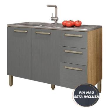 Imagem de Balcão Gabinete Para Pia 1,20m Versalhes Kit's Paraná, Madeirado/Grafi