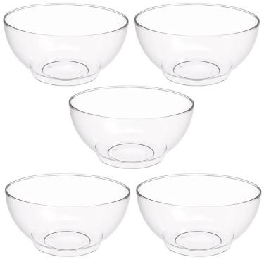 Imagem de Conjunto 5 Tigelas Plásticas Redondas 3,1L para Salada Sobremesa Restaurante Buffet