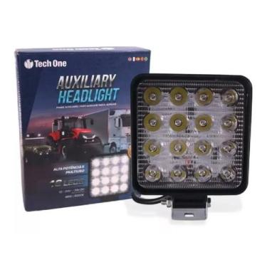 Imagem de Farol Auxiliar de Led Quadrado 12v/24v 6000k 48W 16 Leds - Tech One