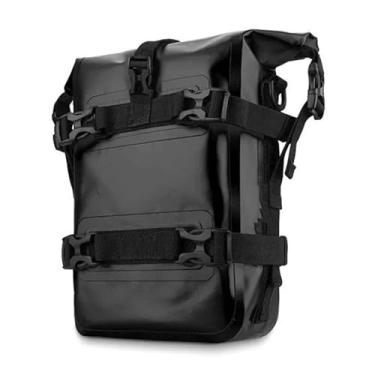 Imagem de Vechkom Bolsa de viagem 100% à prova d'água para motocicleta, alforjes de 8 L com alças ajustáveis, alça de ombro, mochila universal para passeios ADV off-road (preta, 1 peça)
