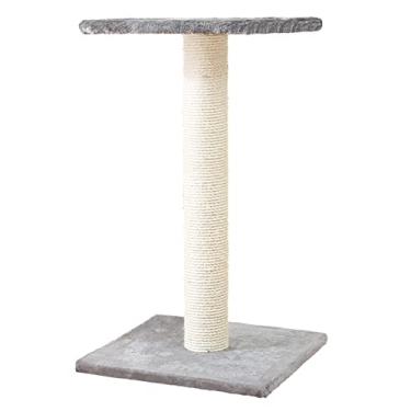 Imagem de TRIXIE Espejo Poste arranhador para gatos de 60 cm - arranhador para gatos com base de cobertura de tecido macio e corda de sisal durável - com plataforma de descanso - em cinza