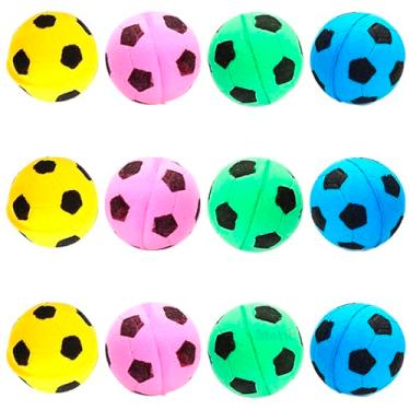 Imagem de Bolas para gatos Meric Sponge, bolas de futebol de espuma macia, 3,8 a 5 cm, para exercícios e brincadeiras interativas, resistentes, resistentes, sem ruído, brinquedo para felino, satisfaz o instinto de mastigação, pacote com 12