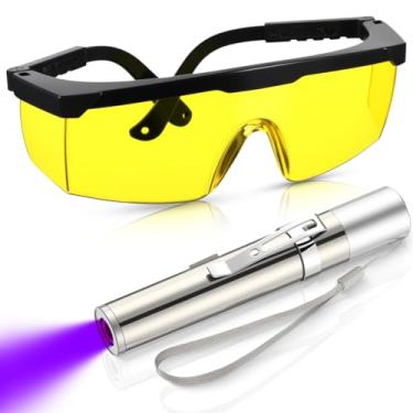 Imagem de Tellegloww Kit detector de vazamento AC UV óleo de detecção de vazamento inclui lanterna LED de 365 nm recarregável por USB e óculos de proteção UV com caixa para ferramenta de detecção de