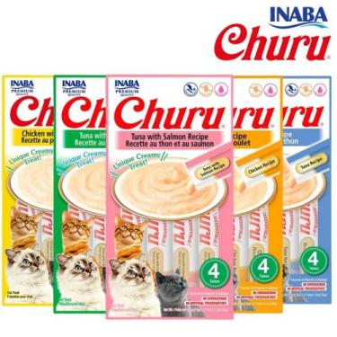 Imagem de Petisco Purê Inaba Churu - Atum E Salmão (Pacote com 4 tubos)