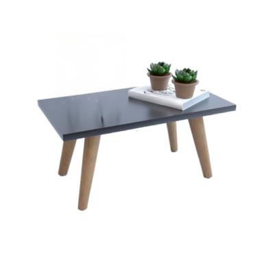 Imagem de Mesinha De Centro Retangular Pé Palito Madeira Sala De Estar (Preto)