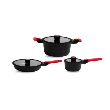 Imagem de Conjunto de Panelas Antiaderentes Mármore Autêntico Chef 3pç