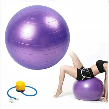 Imagem de Bola Pilates Suíça Antiestouro 55cm - Fortaleça o Core, Melhore o Equilíbrio e Aumente a Flexibilidade | Ideal para Pilates, Yoga, Fisioterapia e Exercícios Abdominais + Bomba de Ar Inclusa