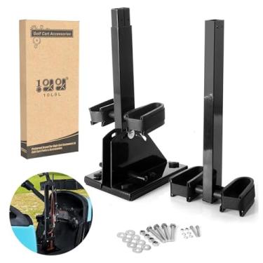 Imagem de 10L0L Suporte universal de arma de carrinho de golfe rotativo de 50 graus compatível com carrinho de golfe carro clube EZGO UTV ATV Stand Up Gun Rack Suporte para arma