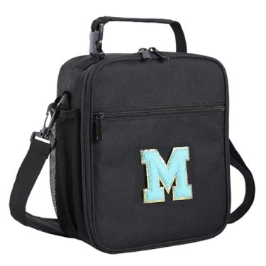 Imagem de ELEFOCUS Lancheira com isolamento inicial para trabalho feminino/masculino, lancheira personalizada com monograma com alça de ombro ajustável para adolescentes adultos/preparatório, presente de