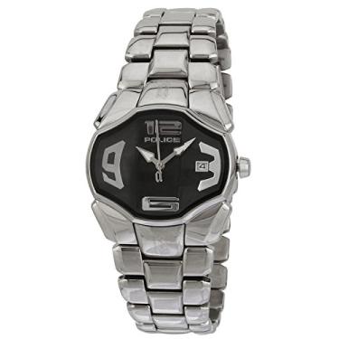 Imagem de Police Relógio feminino PL-12896BS/02M Angel com mostrador preto e data de aço inoxidável, Prata