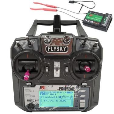 Imagem de Transmissor RC Flysky FS-i6X 10 Canais com Receptor - Alaohu