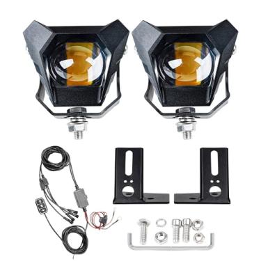 Imagem de HENGTUAOTO Pacote Com 2 Holofotes De Led Triangulares 30 W E 5400 Lm Suportes Montagem Dobradiça Para-Brisa Jk A-Pillar, 1 Arrasto, Chicotes Fios À Prova D'Água, Kit Interruptores Piscantes Para Wra