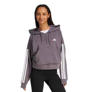 Imagem de Moletinho Adidas Capuz Zíper Essentials Três Listras Feminino-Feminino