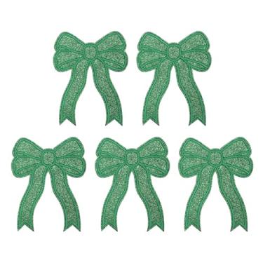 Imagem de YELARXI Aplique bordado com laço de glitter, aplique bordado de lantejoulas, adequado para jeans, jaquetas, roupas femininas, chapéus, mochilas (pacote com 5, verde)