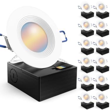 Imagem de Sunco Lighting - Pacote Com 12 Luminárias Embutidas De Led 3", Ultrafinas E Sem Moldura, Para Teto, Caixa Junção, 550 Lúmens, Cct Selecionável 2700K/3000K/4000K/5000K/6000K, Regulável, 6W=50W Ul/Etl