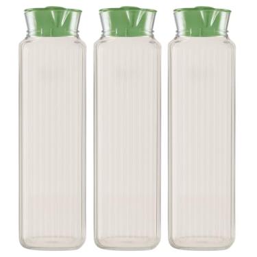 Imagem de Kit 3 Jarras Garrafa Geladeira Água 1,5l Com Tampa Higiênica Fileto Frisada (Verde)