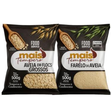 Imagem de Kit aveia em flocos grossos 1 kg + farelo de aveia fina integral 1 kg 