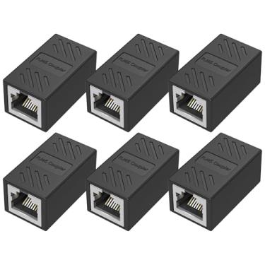 Imagem de AILVLVNG Acoplador Ethernet RJ45, adaptador Ethernet extensor de cabo Ethernet Cat8/Cat7/Cat6/Cat5e, conector LAN fêmea para fêmea (pacote com 6)