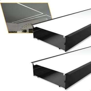 Imagem de Perfil de LED Embutir Preto 116x35mm em Alumínio 2m – Canaleta para Fita LED, Ideal para Sanca, Gesso e Iluminação Indireta