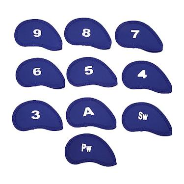Imagem de Número Neoprene Golf Ferro Cobre Set 10PCS Golf Cabeça De Ferro Cobre Golf Iron Sleeve Golf Club Estojo Protetor Safira Azul para entusiastas do golfe Neoprene Material Leve