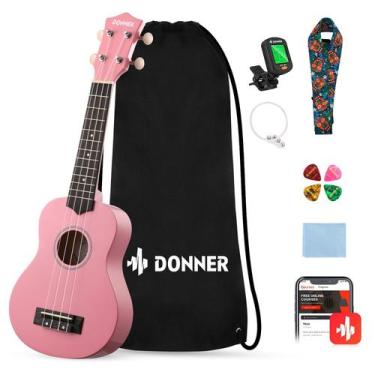 Imagem de Porta de ukulele Soprano para iniciantes, rosa de 21 polegadas com pac