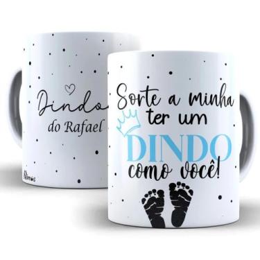 Imagem de Caneca Convite Padrinhos De Batismo Dinda e Dindo Personalizada Com No